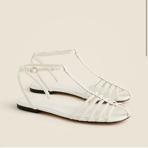 J Crew Braided Cage Toe White Braided Sandals